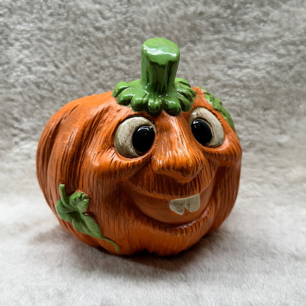 90s Vintage Halloween Jack O'lantern Ceramic Pumpkin Planter Candy Dish